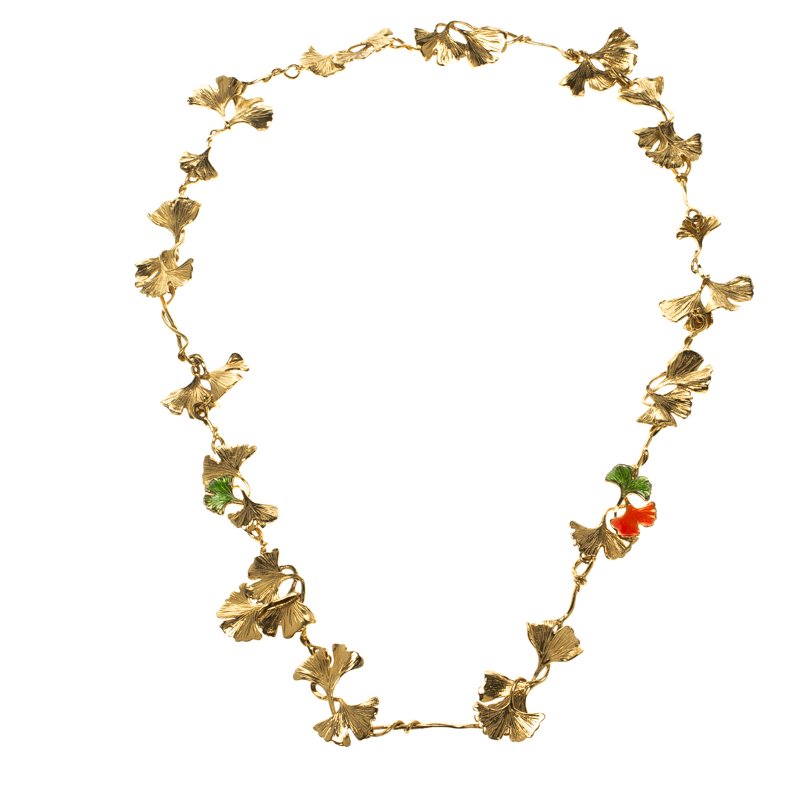 Aurélie Bidermann Tangerine Gold-plated Gingko Leaves Long Necklace