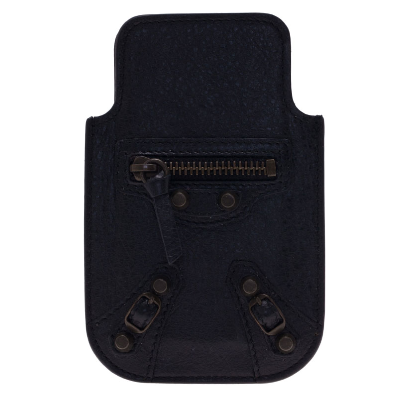 Pre Owned Balenciaga Black Leather iPhone 5/5S Case