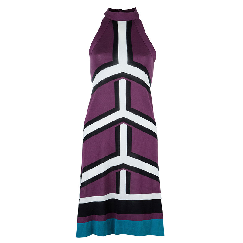 Pre Owned Balenciaga Geometrical Print Dress M