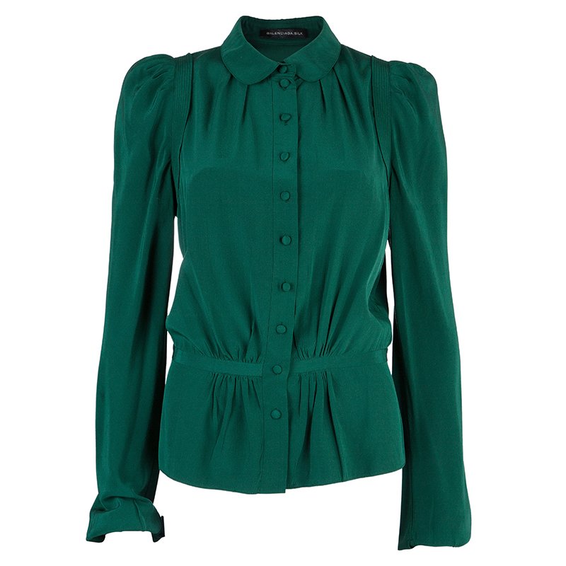 balenciaga green blouse