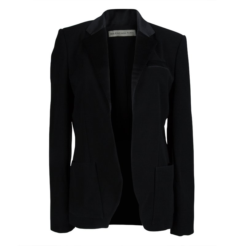 Balenciaga Black Notched Collar Tailored Blazer L