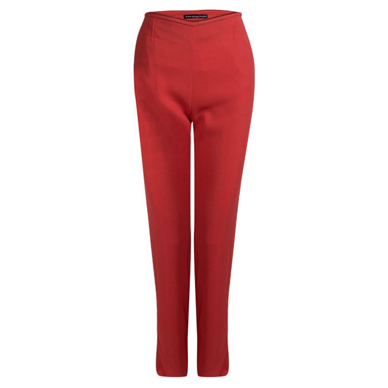 Pre Owned Balenciaga Red Straight Trousers M