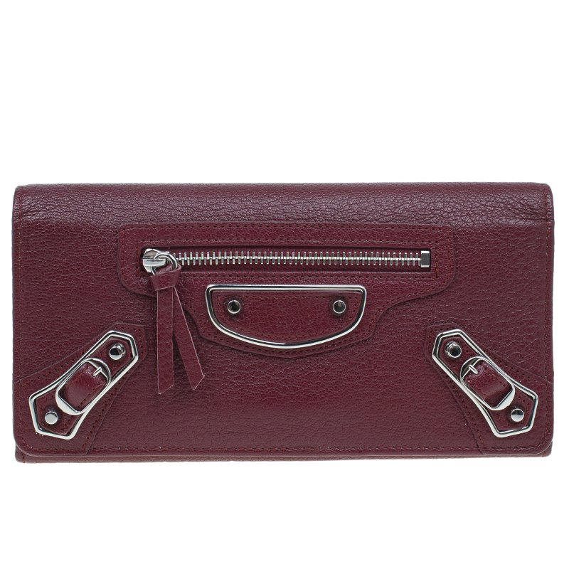 Balenciaga Red Leather Arena Continental Wallet