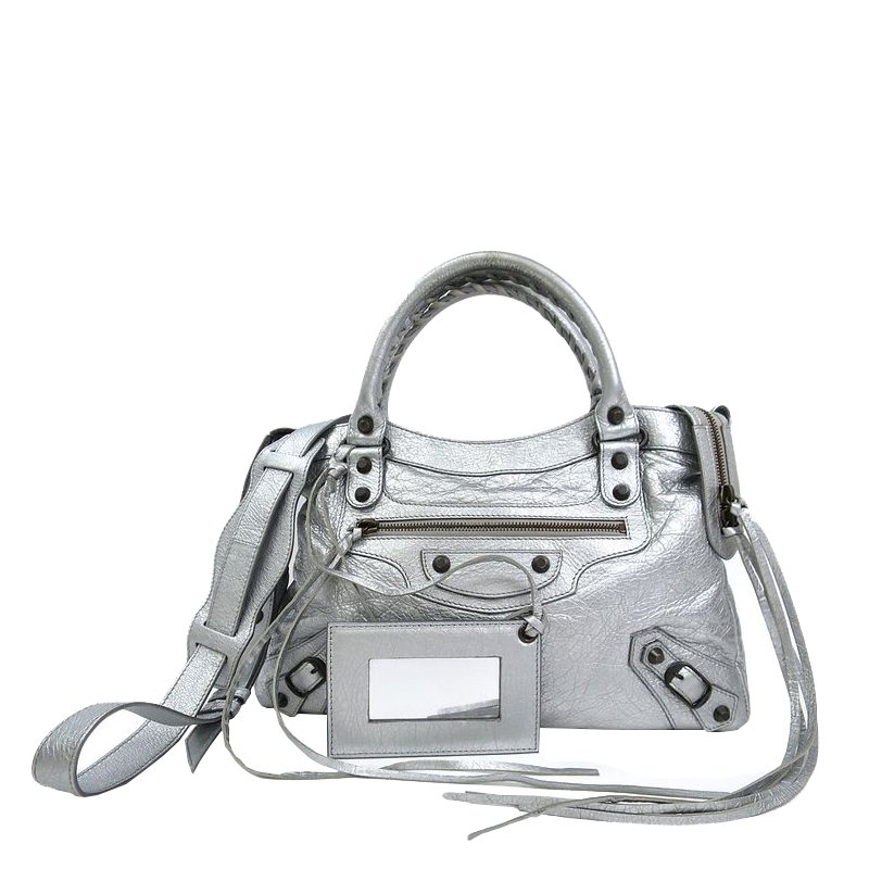City handbag Balenciaga Silver in Polyester  26182824
