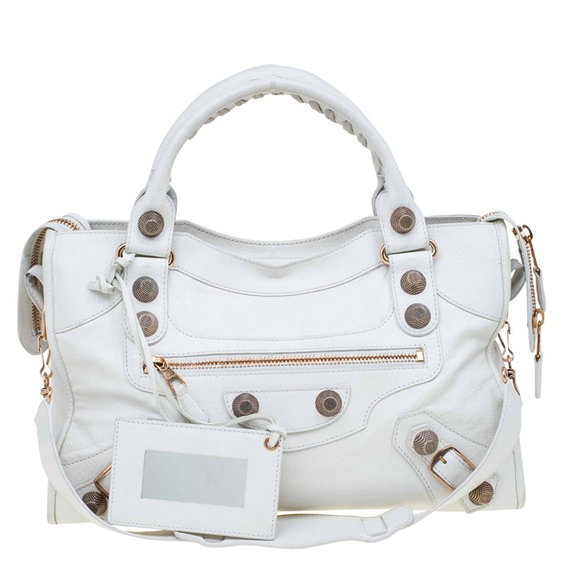 Balenciaga White Leather Classic RGGH City Bag