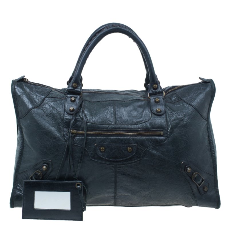 Pre Owned Balenciaga Black Leather Giant City Bag