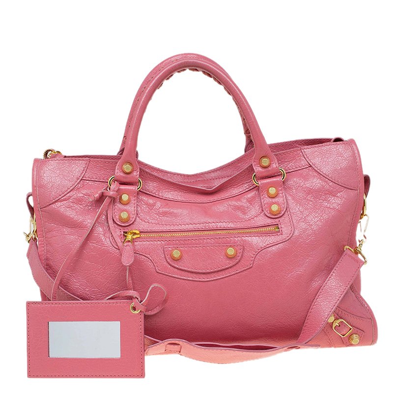 Balenciaga Pink Leather Gold Hardware City Bag