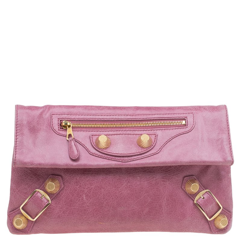 Balenciaga Bubblegum Pink Leather GGH Envelope Clutch