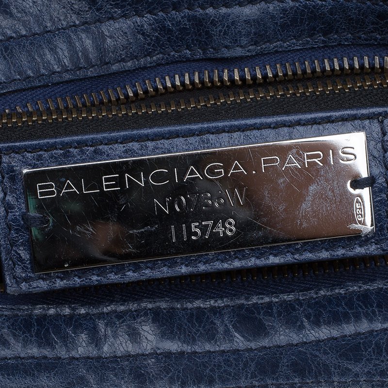 Balenciaga Navy Blue Leather Classic City RH Tote