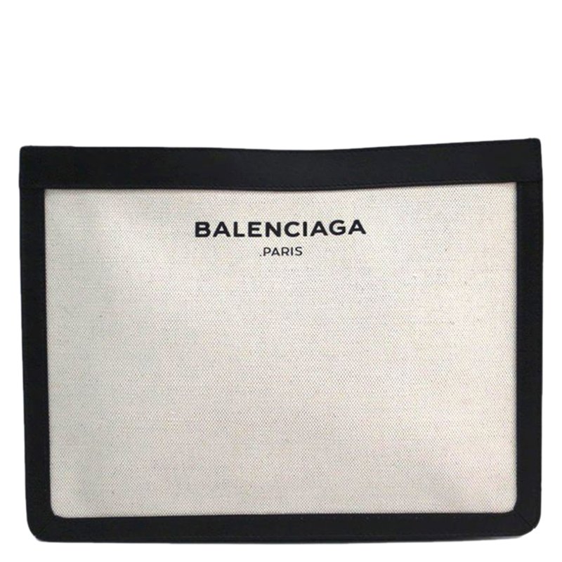 Balenciaga Bi Color Canvas/Leather Navy Pouch Bag