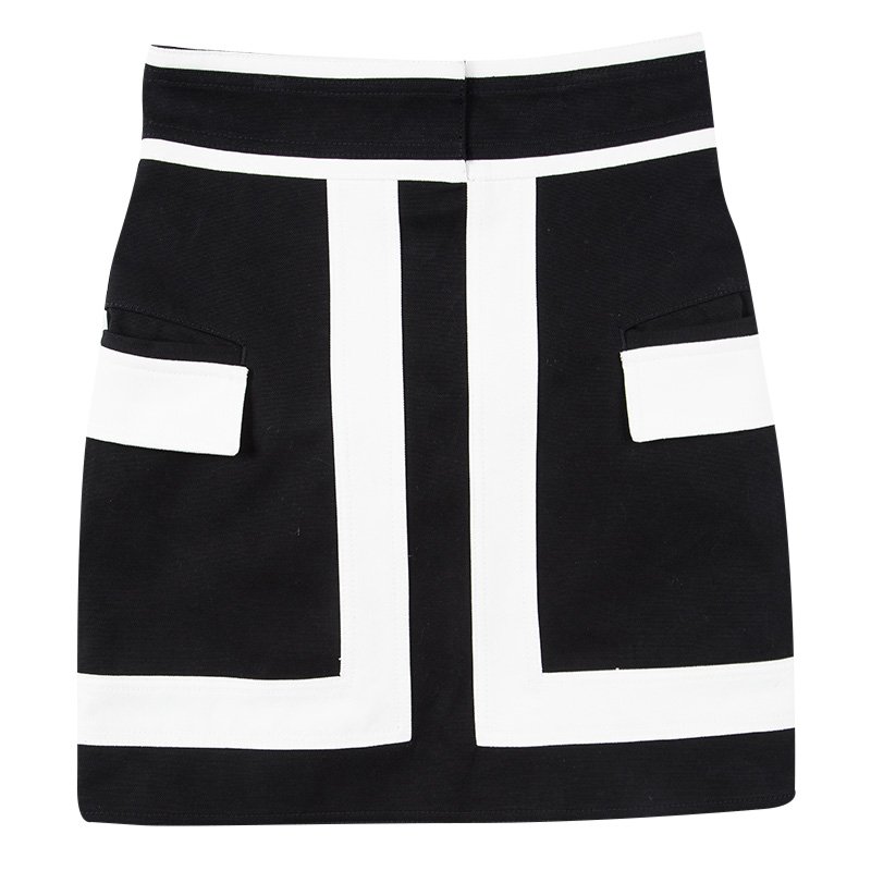 Pre Owned Balmain Monochrome Knit Pencil Skirt S