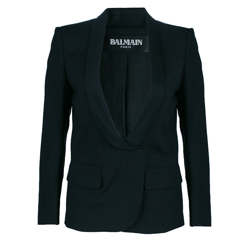 Pre Owned Balmain Black Single Breasted Blazer M