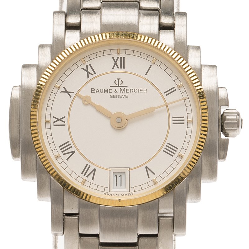 Baume & Mercier White Stainless Steel Diamond Riviera Women's Wristwatch 26MM