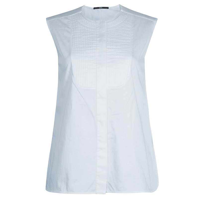 Pre Owned Boss by Hugo Boss White Sleeveless Top S