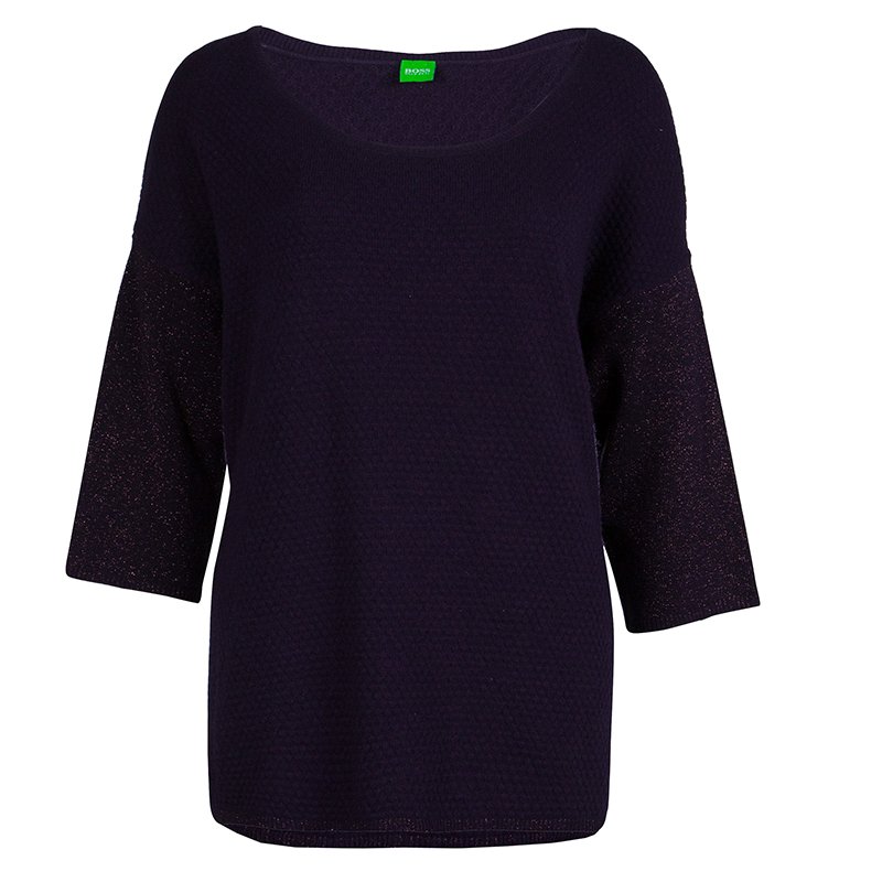 Boss  by Hugo Boss Purple Lurex Sleeve Detail Sweater M