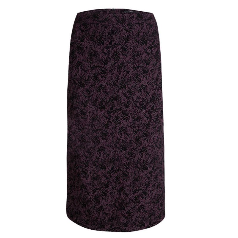 مملوكة مسبقًا Boss By Hugo Boss Purple Textured Vilori Pencil Skirt M