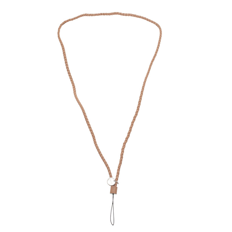 Pre Owned Bottega Veneta Beige Intrecciato Leather Phone Strap