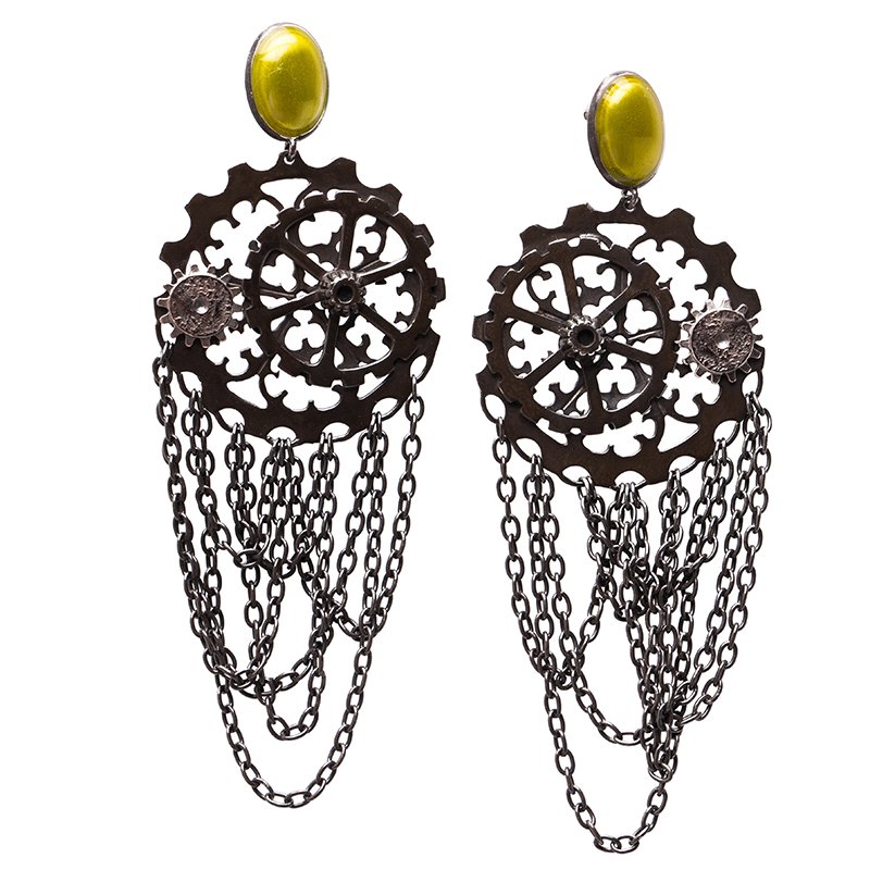 Pre Owned Bottega Veneta Ingranaggi Silver Earrings