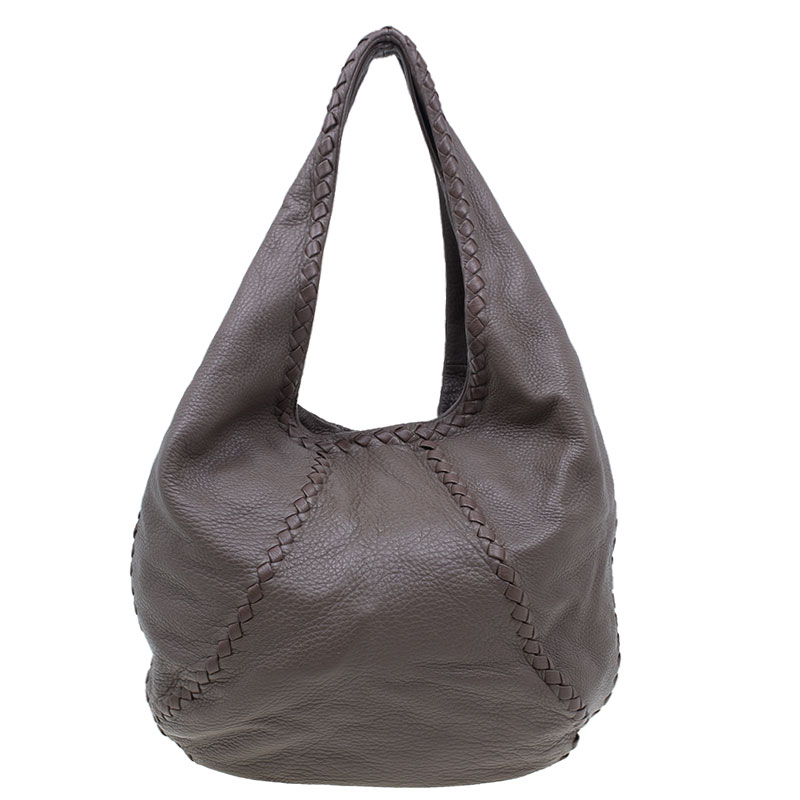 Pre Owned Bottega Veneta Brown Leather Large Cervo Hobo