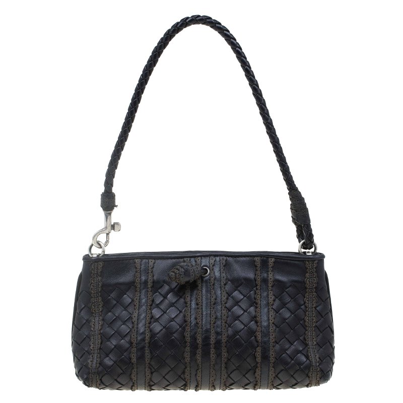Pre Owned Bottega Veneta Black Nappa Intrecciato Leather Mini Ponza Handbag