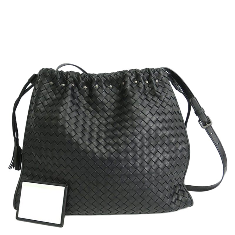 black woven crossbody bag