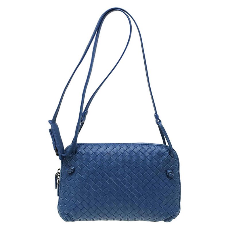 Bottega Veneta Blue Intrecciato Leather Crossbody Bag Light blue ref.191589  - Joli Closet