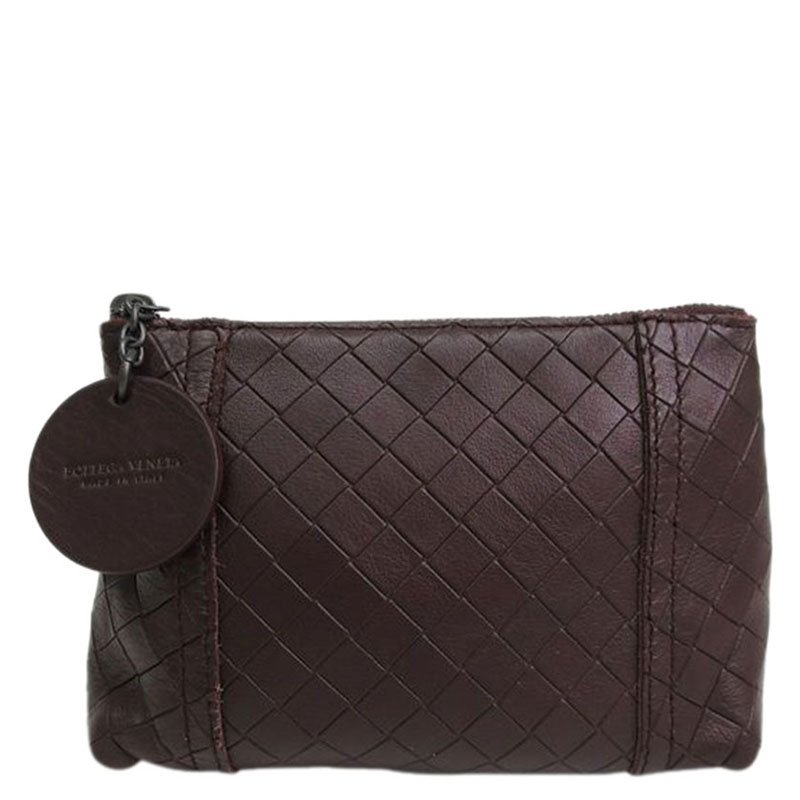 Bottega Veneta Brown Intrecciomirage Leather Pouch