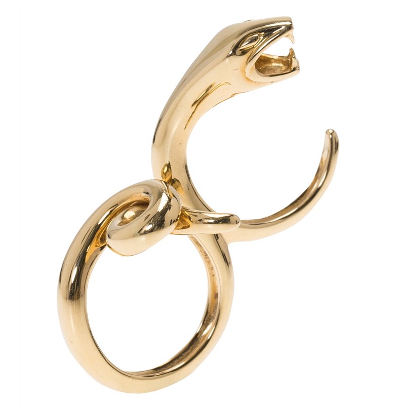 Boucheron Snake Yellow Gold Double Ring Size 54