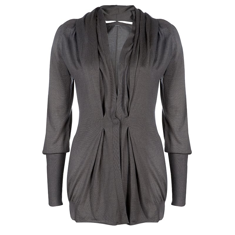 Pre Owned Brunello Cucinelli Grey Cashmere Cardigan L