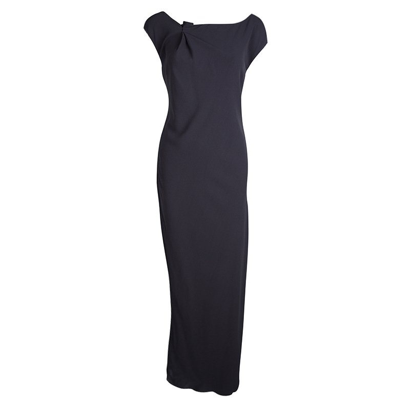 Brunello Cuccinelli Grey Silk Draped Sleeveless Maxi Dress M