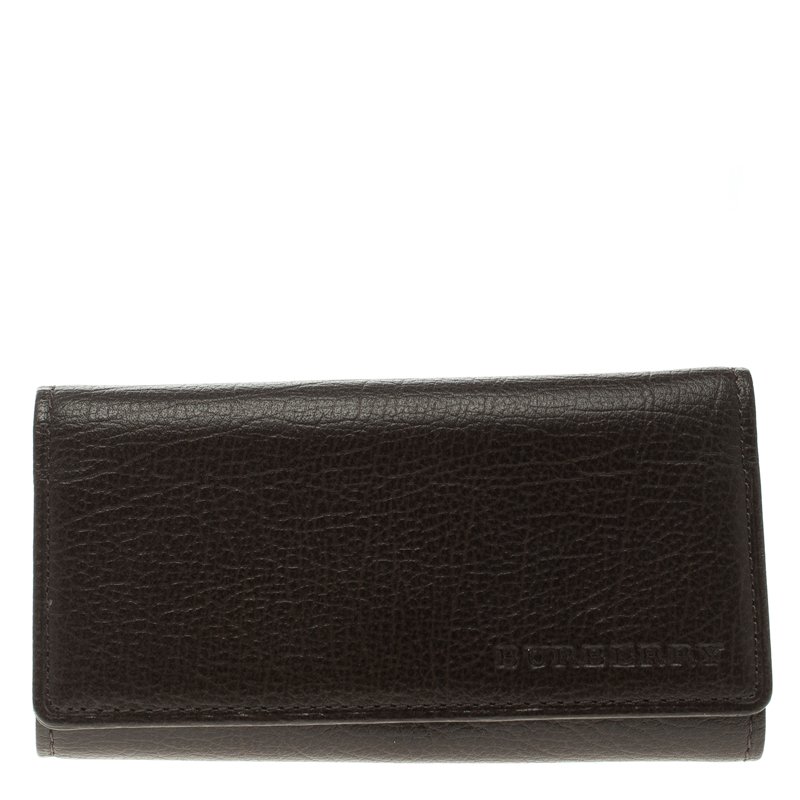Pre Owned Burberry Dark Brown Leather 4 Key Case Holder
