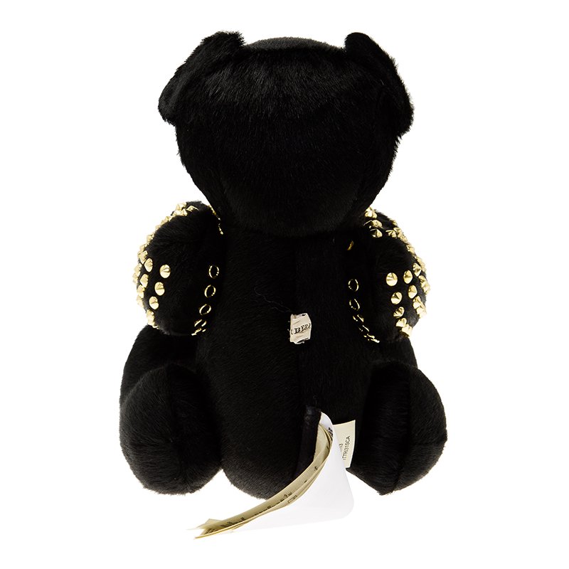 Burberry Black Calf Hair & Gold Tone Studded Adult Collectible Teddy Bear  Burberry