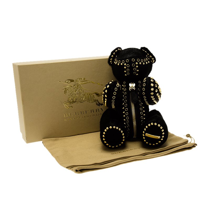 Burberry Black Calf Hair & Gold Tone Studded Adult Collectible Teddy Bear  Burberry