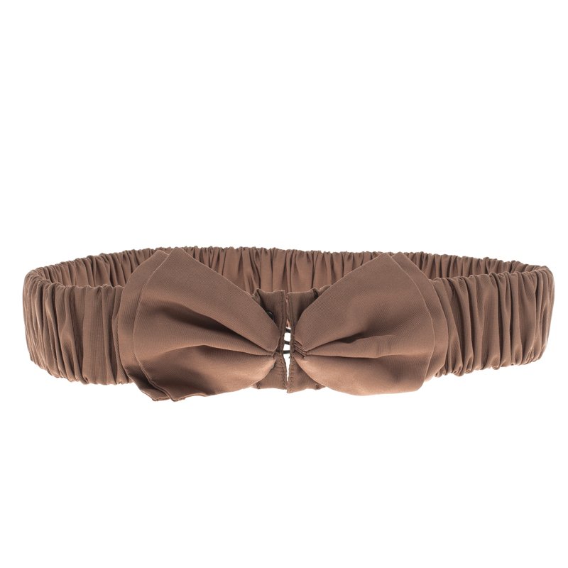 Burberry Fawn Rose Fabric Ruched Bow Corset Belt Size M