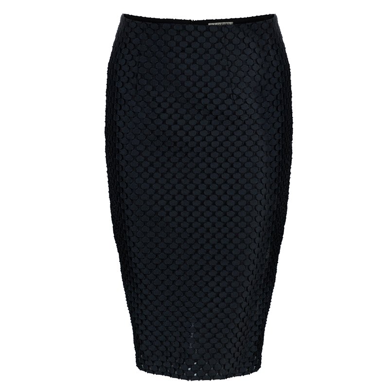 Pre Owned Burberry Black Textured Pencil Skirt S
