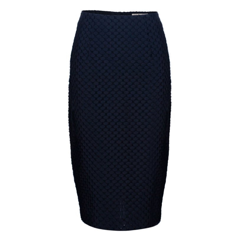 Pre Owned Burberry Black Textured Skirt M