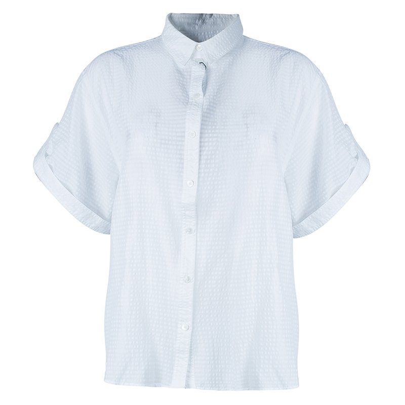 Pre Owned بلوزة بربري بيضاء مخططة M