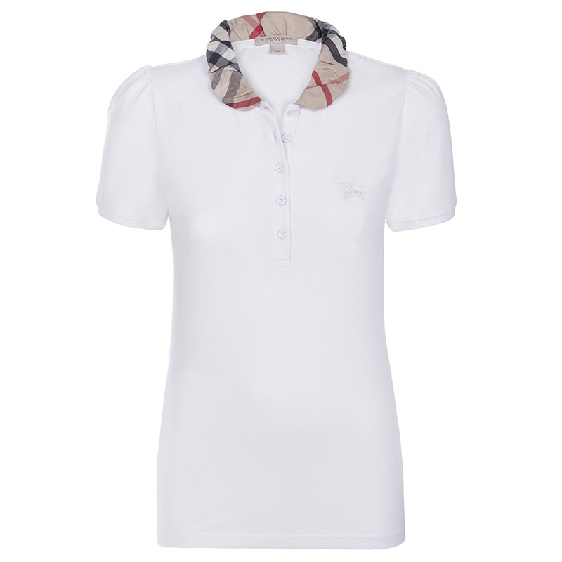 Burberry Brit White Novacheck Collar Polo Shirt M