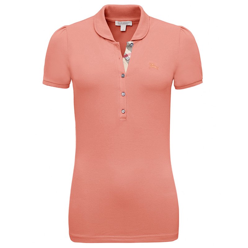 Pre Owned Burberry Brit Carnation Pink Check Placket Polo Shirt L