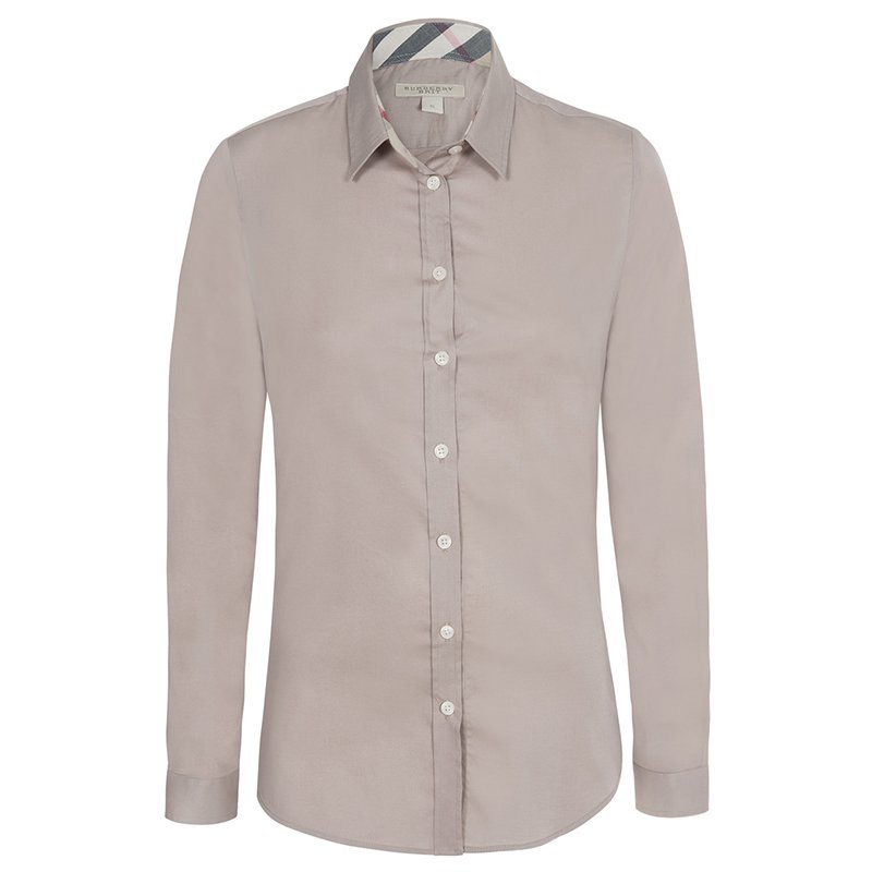 Pre Owned Burberry Brit Beige Novacheck Detail Cotton Shirt S