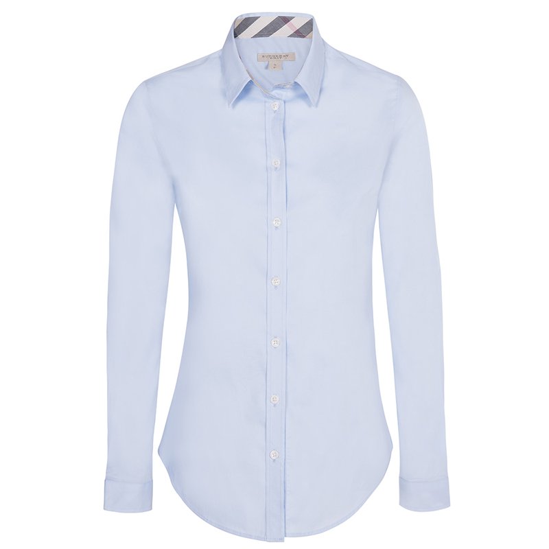 Burberry Brit Light Blue Novacheck Detail Cotton Shirt S Burberry | TLC