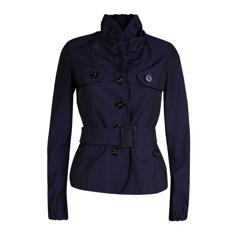 Pre Owned جاكيت بربري بنفسجي بياقة مكشكشة M