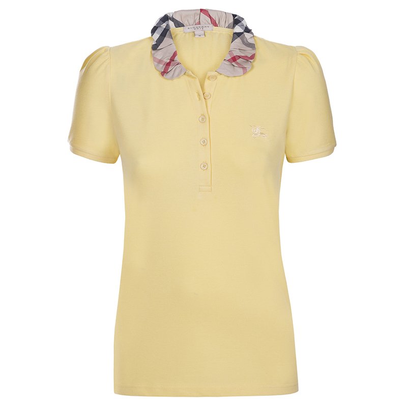 Burberry Brit Yellow Novacheck Collar Polo Shirt S