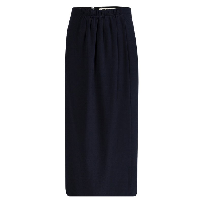 Pre Owned Burberry London Navy Blue Silk Pleat Detail Skirt L