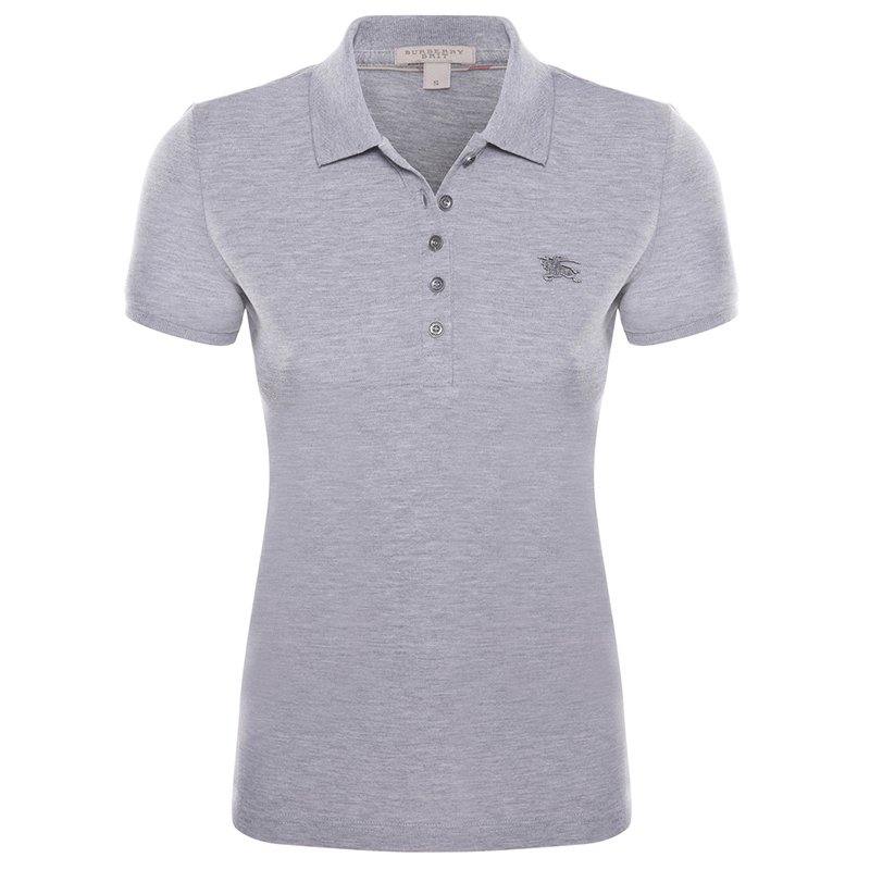 Pre Owned تيشيرت بولو بربري  بريت ميلانج أكمام قصيرة رصاصي M