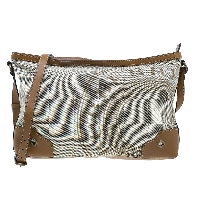 Pre Owned Burberry Brown Canvas Crossbody Bag