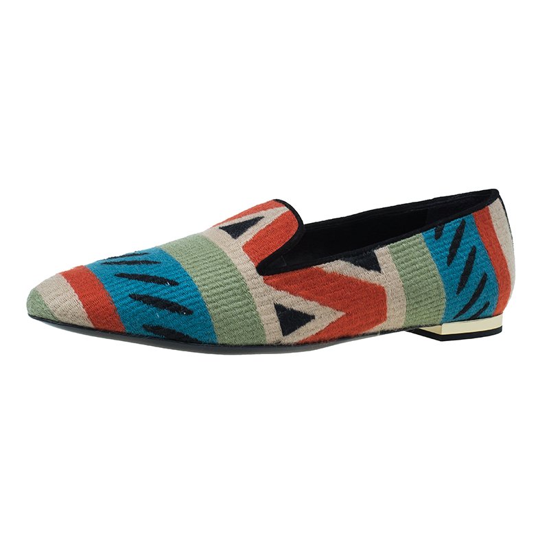 Pre Owned Burberry Prosum Multicolor Hoadley Tapestry Smoking Slippers Size 37
