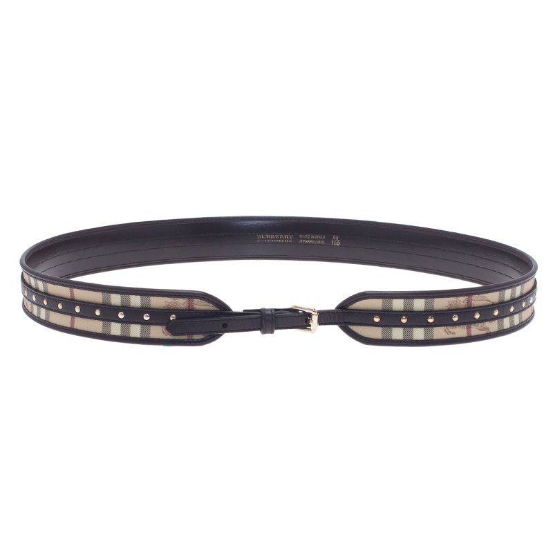 Burberry Novacheck Leather Buckle Detail Waist Belt 100 CM