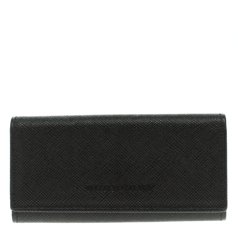 Pre Owned Burberry Black Leather 4 Key Case Holder