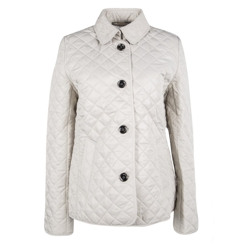 Pre Owned Burberry Brit Beige Diamond Quilted Button Front Jacket S